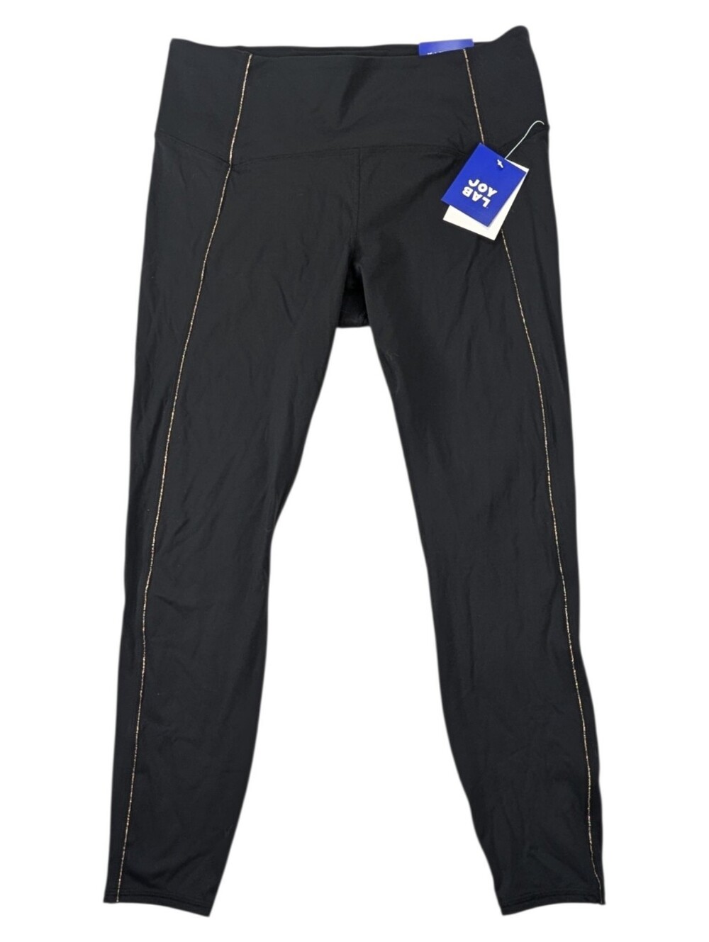 NWT Joy Lab Leggings XL Women's Black High Rise Yoga Pants Onyx Metallic Piping